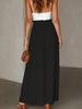 New European American Style Women's Summer Casual High Waist Wide Leg Long Culottes Trousers With Elastic Waistband