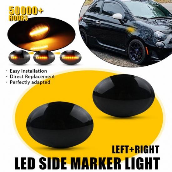 2X FOR 2007-19 Maserati SEQUENTIAL SMOKED LED FRONT FENDER SIDE MARKER LIGHTS EV