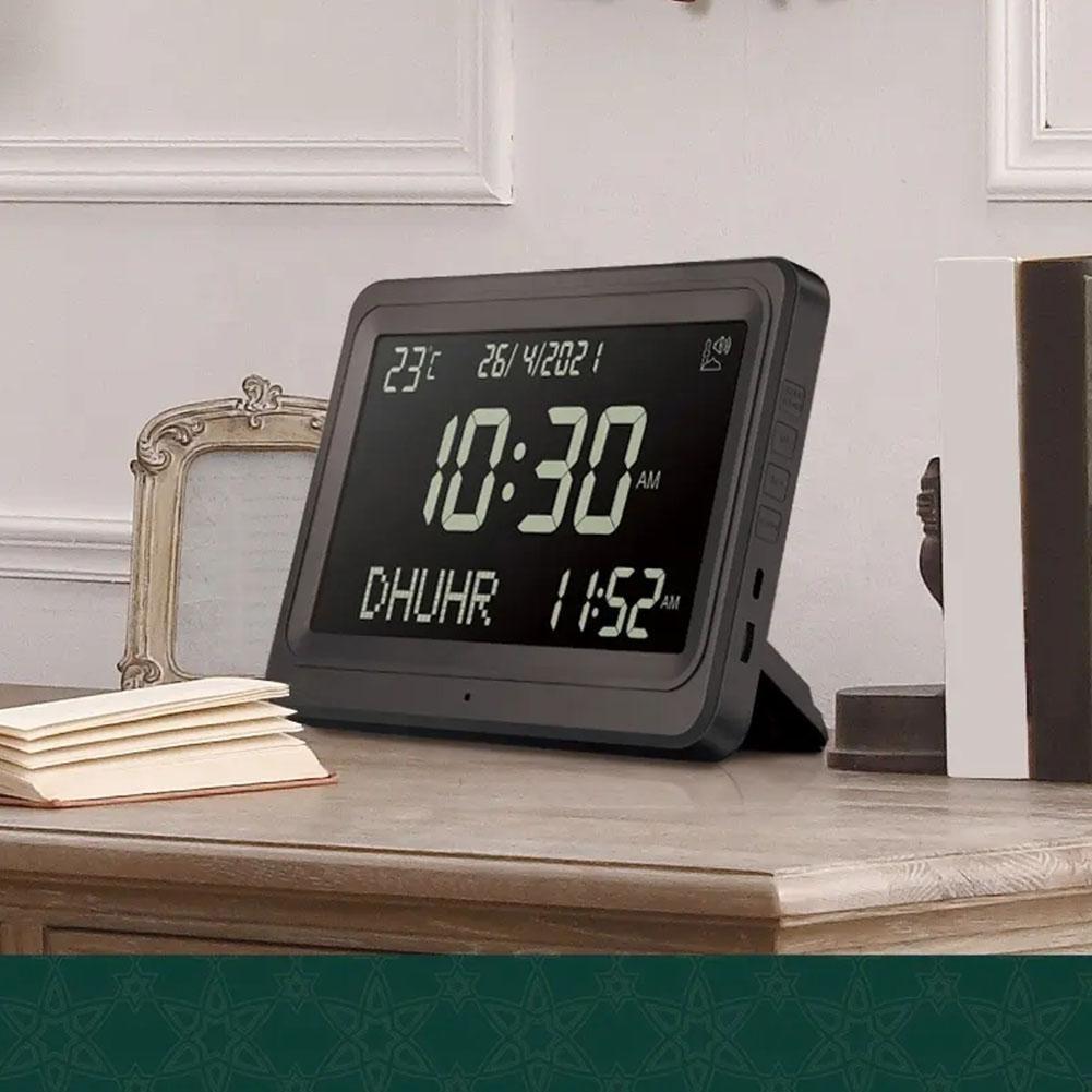 LCD Screen Hijir Gregorian Calendars Muslim Prayer Multi-languages Azan Desktop Worship Alarm Clock Electronic Wall Clock