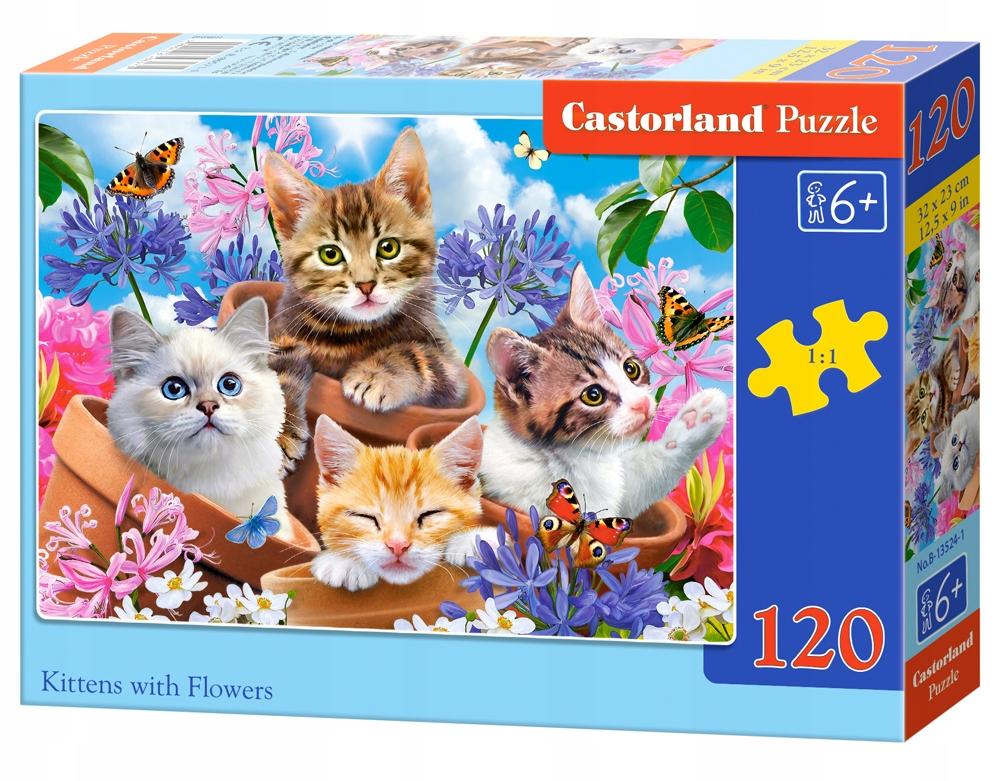 Puzzle 120 pieces B-13524-1 Kittens with Flowers