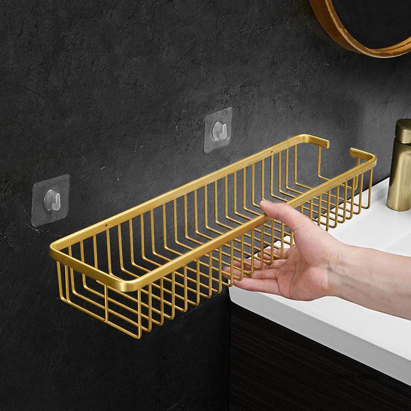 Wall Mounted Bathroom Shelf Shampoo Cosmetic Storage Rack Brushed Gold Storage Organizer Rack Soap Cosmetic Shelf Household Item