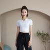 V-Neck Quick Dry Slimming Yoga T-Shirt - Women's Short Sleeve Summer Fitness Top