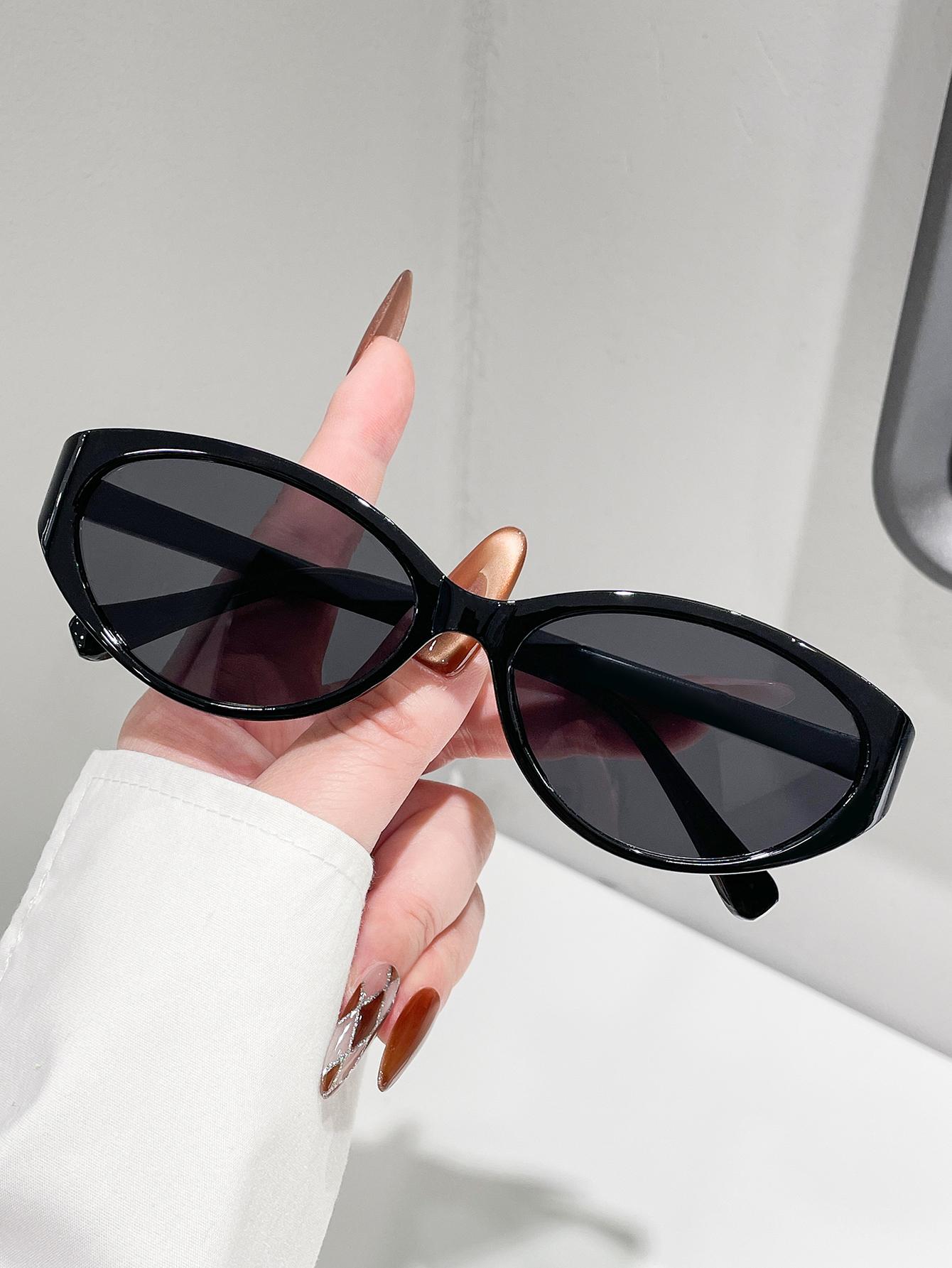 

Universal Unisex Retro European Style Simple Solid Color Oval Frame Fashion Glasses for Daily Wear And Driving чёрный