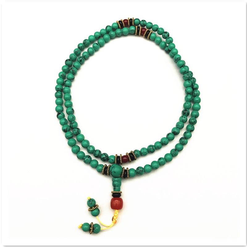 Tibetan Style 108-Bead Turquoise Bracelet - Unisex Tourist Attraction Accessory