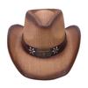 Cappello di paglia parasole a parola singola cappello di paglia cappello da cowboy jazz western etichetta testa di mucca cintura cappello decorativo