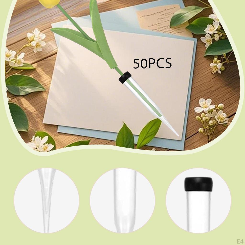 50x Stem Floral Water Tubes Preservation Tube Bouquet Home Décor green