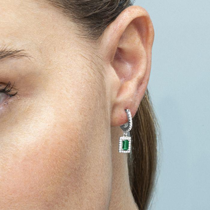 Luxenter Boucles d'oreilles en argent 925 et zircon aigue-marine plaqué finition en rhodié - Koiesa