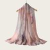New high-quality double-needle human cotton scarf casual versatile bag headscarf watercolor gradual change color striped long scarf