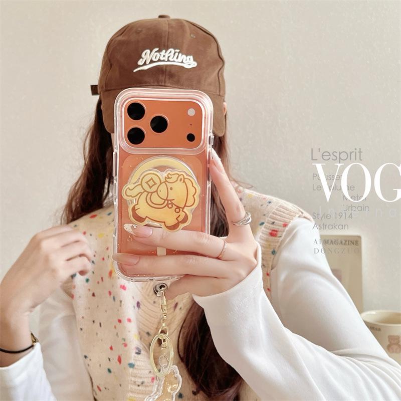 

Creative Gold Foil Little Horse Magnetic Holder for iPhone 17, Apple 16 Pro Max/15/14 Cases 16 Pro Max