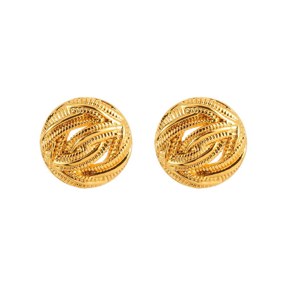 Elegant Retro Geometric Hollow Earrings - Women's Versatile Round Studs