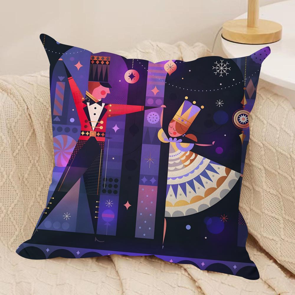 Nutcracker Soldier Cushion Cover Soft Plush Fabric Double-Sided Printed Sofa Cushion Cover for All Seasons Home Decor Gift