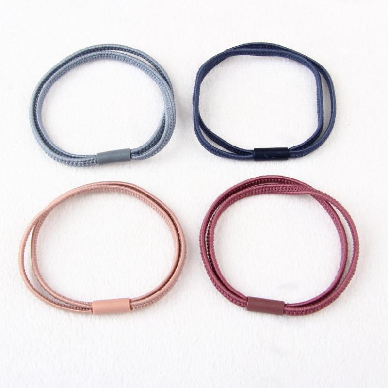 Double Flat Thread Two-in-one Hair Band Double Strand Hair Tie Dark High-elasticity Hair Band for Women