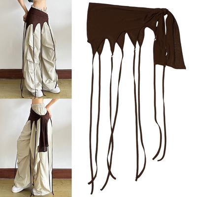 Jeans Pants Decor Long Tassel Jazz Dance Scarf Irregular Harajuku Y2K Belt High Waist Streetwear Hip-hop Scarf