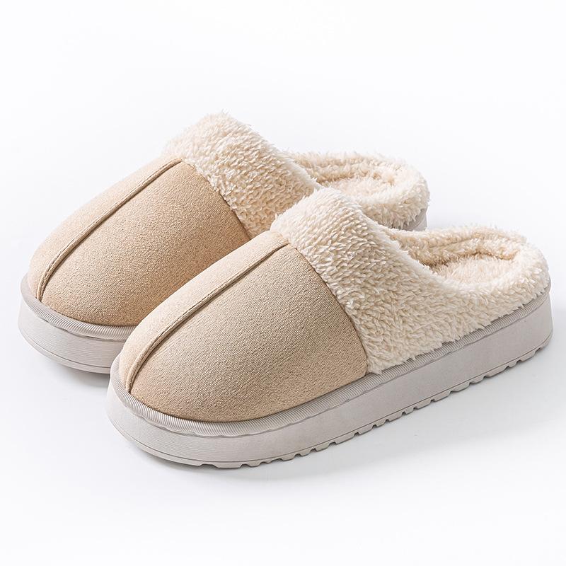 Imitation Suede Cotton Slippers Women's Autumn and Winter Indoor Thick Bottom Non-slip Fashion Maillard Wool Cotton Slippers