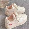Spring and summer lace thick-soled little white shoes women's cherry blossom powder board shoes versatile niche bread shoes