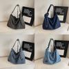 Denim Tote Bag For Women Large Capacity Casual Street Style With Zipper Closure