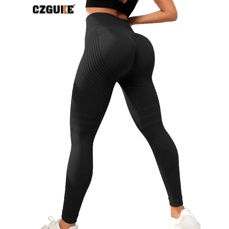 CZGUKE Women's Seamless Knitted Tight Pants with High Elasticity High Waist Fitness Training Fast Drying Breathable yoga Pants