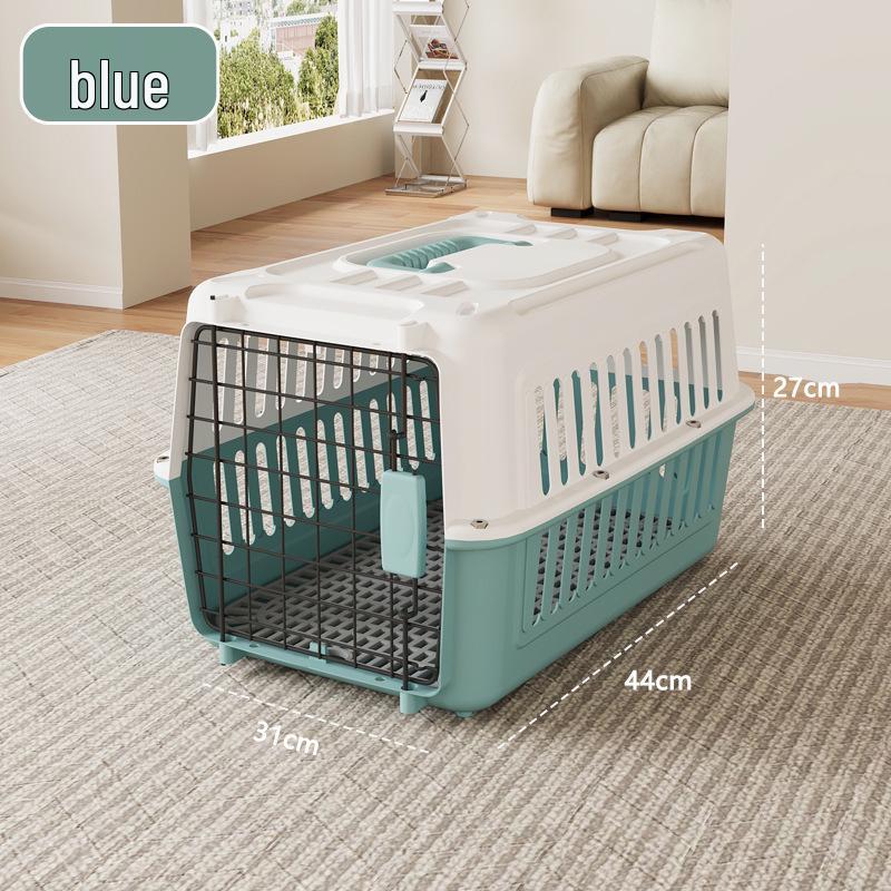 

Portable Pet Carrier: Kitty & Small Dog Travel Box Airline Box + Bowl + Divider синій