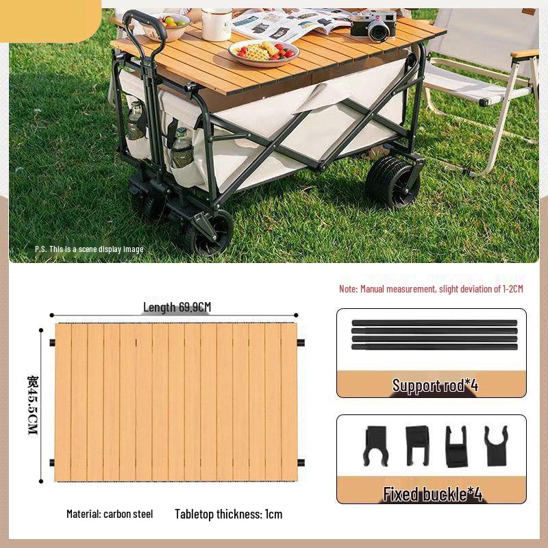 Foldable Outdoor Handcart: Portable Camper Trolley for Camping, Picnics, and Street Vending.