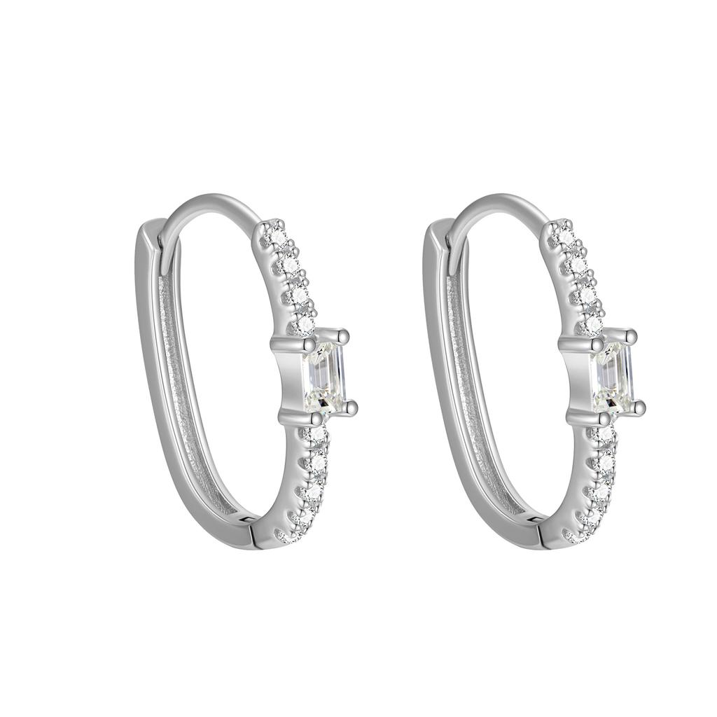 Women's 925 Sterling Silver U-Shaped Earrings with Inlaid Zircon Korean Minimalist Light Luxury 18K Gold Plated Fashion Jewelry