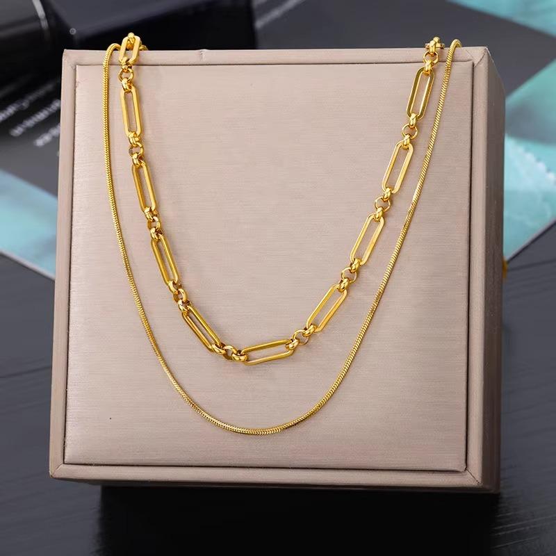 Light luxury love moon multi-layer stacked chain women's collarbone chain fashion temperament neck chain necklace jewelry