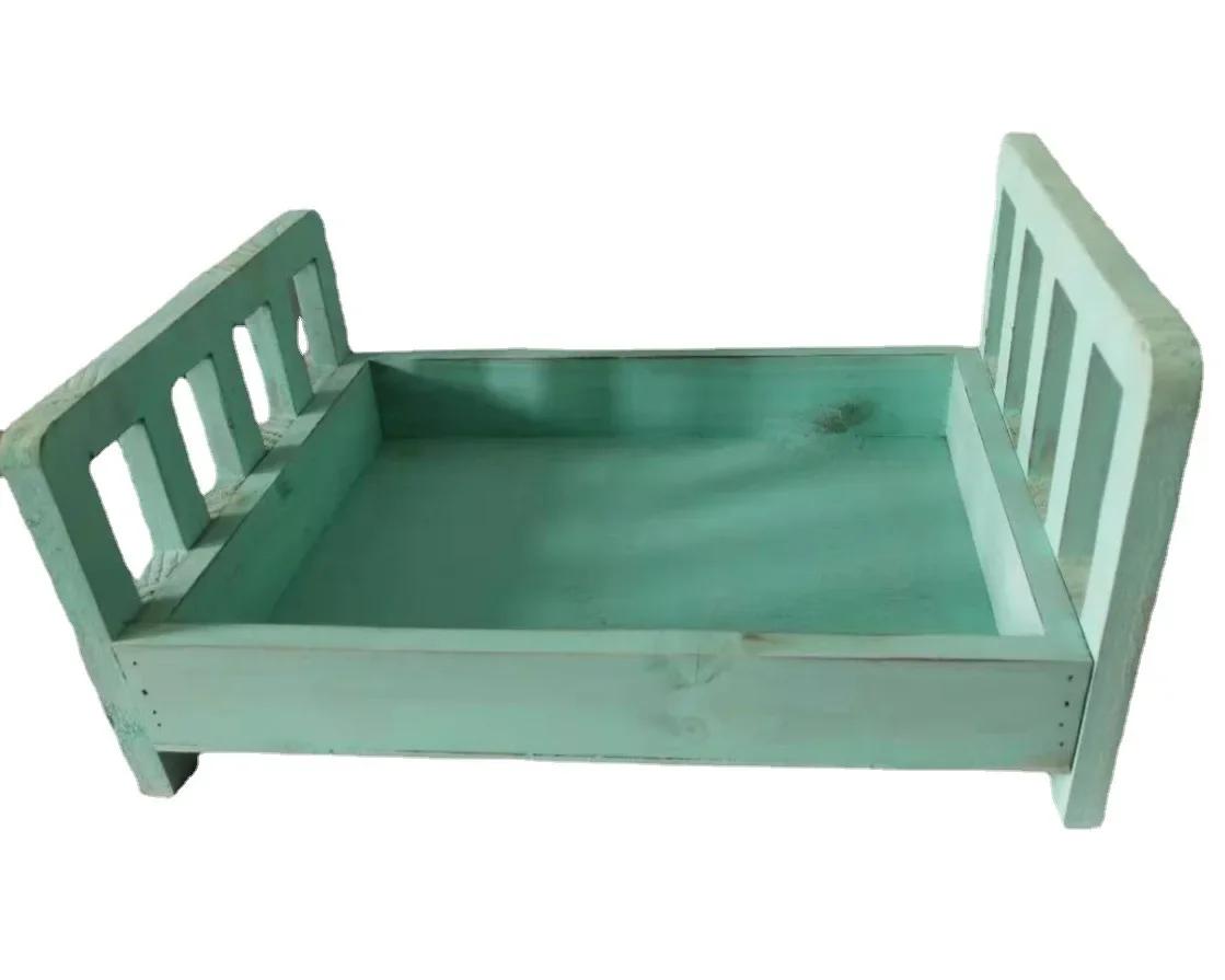 

Newborn Studio Photography Props-Children s Wooden Bed + Baby Accessories Great Keepsakes Souvenirs for Infant Boy & Girl Photos