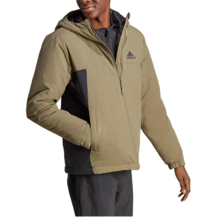 adidas Puffer Jackets Men's Strata Olive Green Hooded Moderate Other HM2264