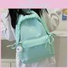 Simple Solid Color Lace Bow Design Student Backpack For School And Daily Use