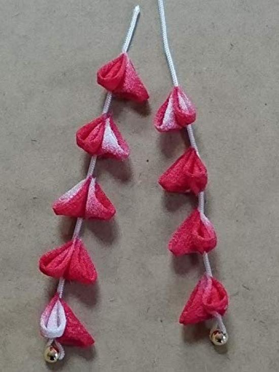 Red flower safflower wisteria tsumami zaiku craft kit hairpin, two-flower hanging,
