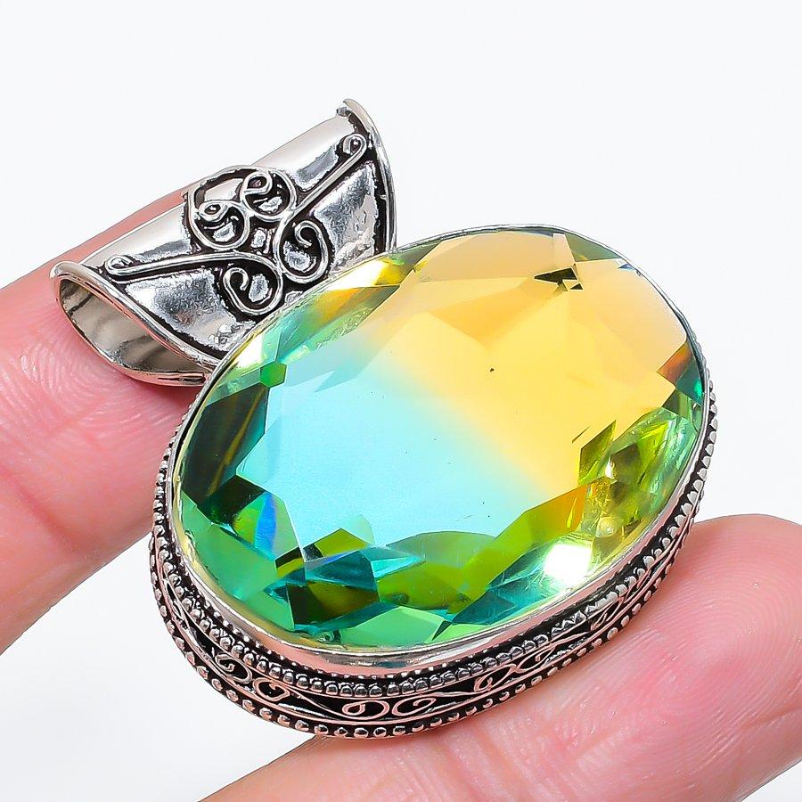 

Натуральный двухцветный турмалин, ювелирная подвеска из стерлингового серебра 925 пробы, 1,58 E0v91