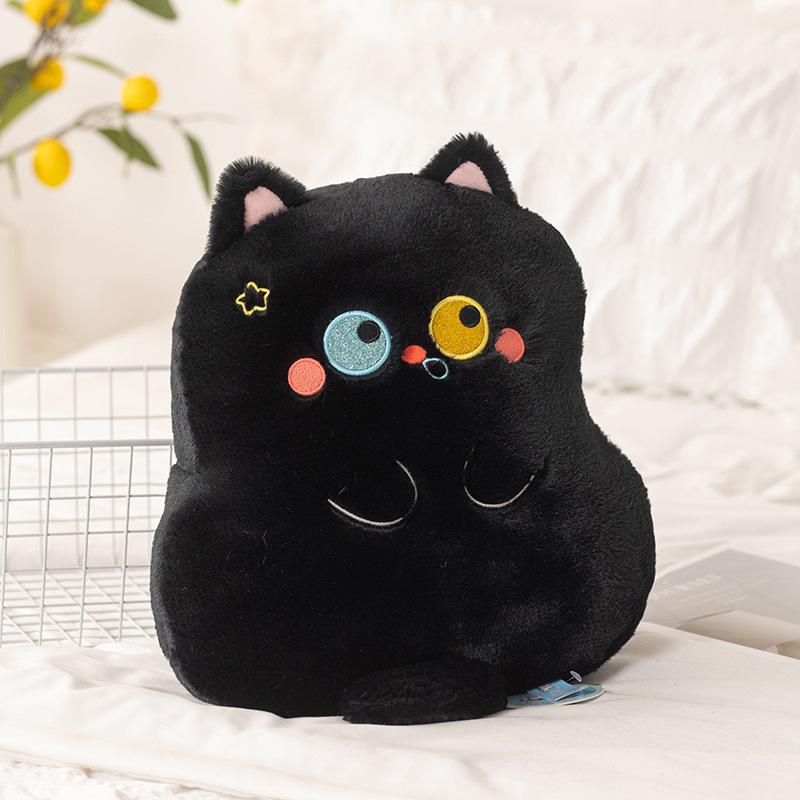 Pipi Pouting Cute Big Eyes Calico Cat Plush Pillow - Realistic Siamese Cat Ornament Cushion Birthday Gift.