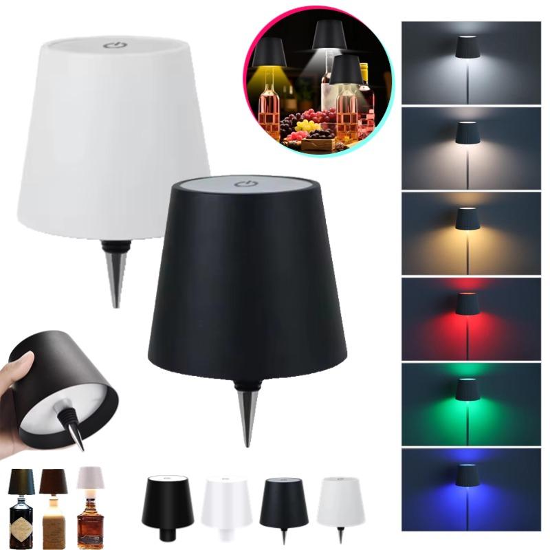 3PCS USB Charge Wireless Wine Bottle Lamp Portable Touch Table Lamp Touch Control of 3 Colors+RGB and Stepless Dimming Night Lamp For Bar Party Decor