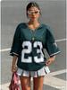 Sommer Street Hip-Hop Stil Sportlich V-Ausschnitt Kurzarm Leopardendruck Schriftzug Muster Locker Schnelltrocknend Damen Herren T-Shirt
