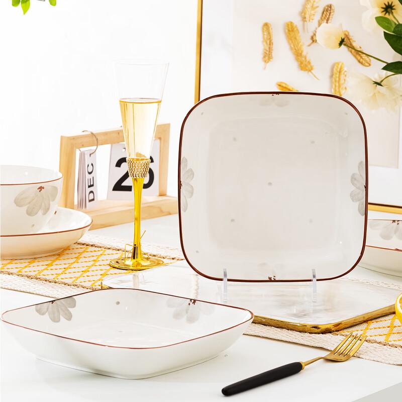 Jingdezhen Ceramic Starry Sky 7-Inch Square Deep Plates (2-Pack)