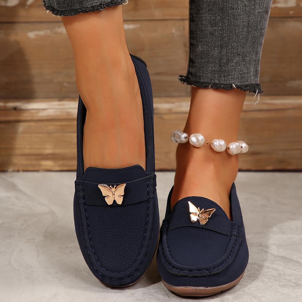 2025 Spring and Autumn Solid Women Flat Loafers New Fashionable Round Toe Low Heel Casual Large Size Women Flat Shoes for Women