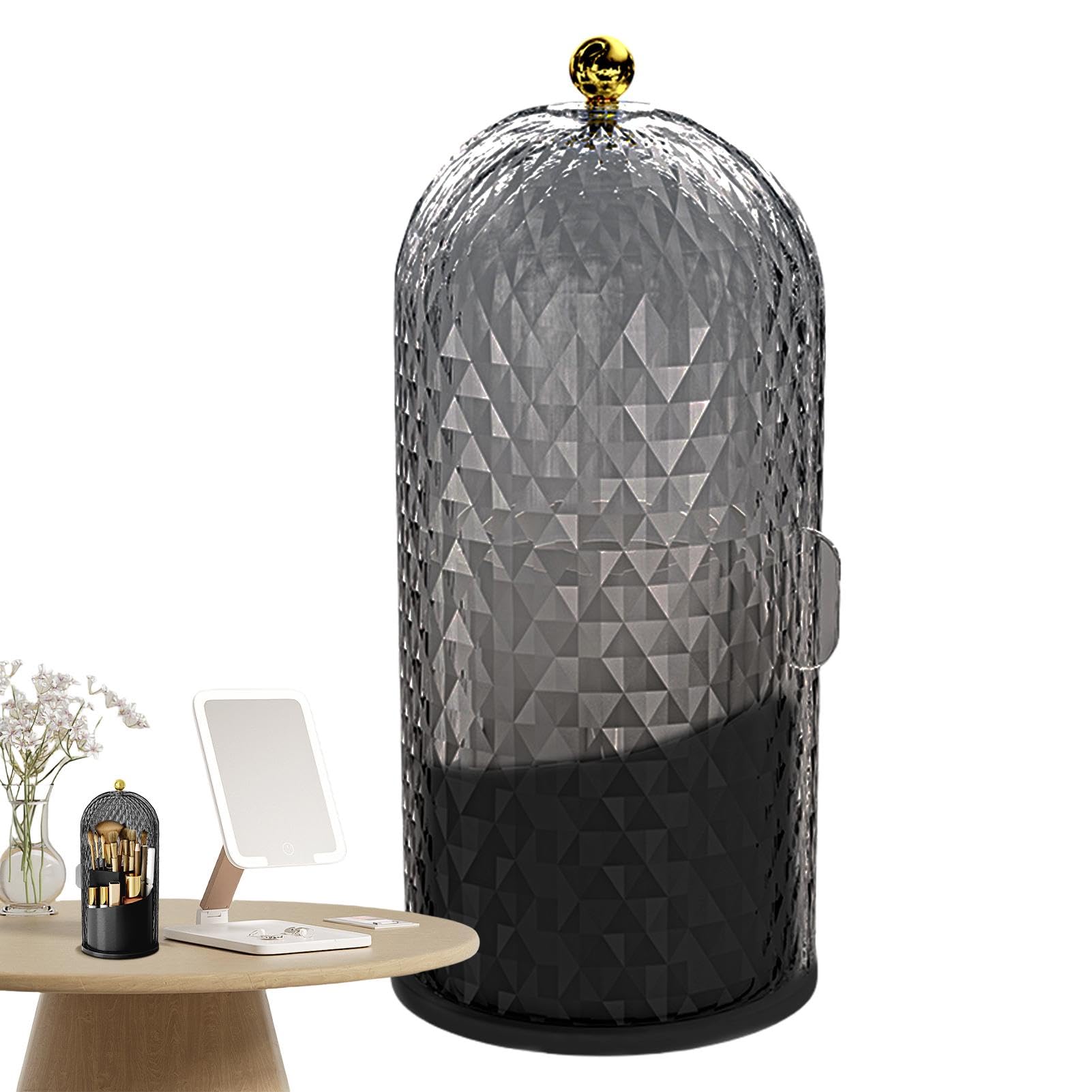 

Прозрачный держатель для кистей для макияжа с крышкой, водонепроницаемые косметические витрины, акриловый органайзер для косметики чёрный