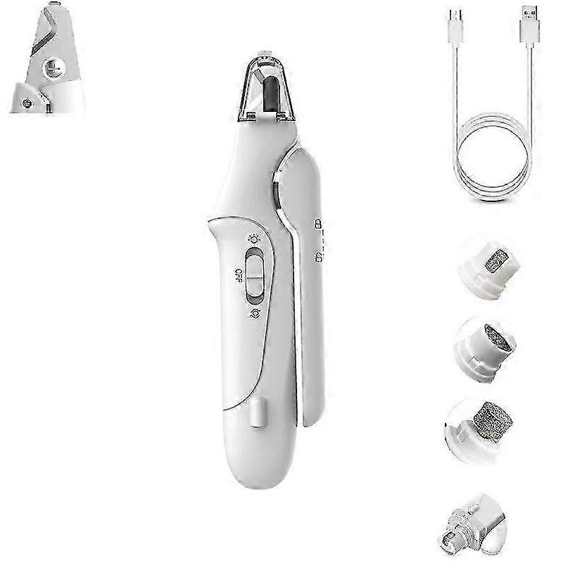 2-in-1 Dog Nail Grinder & Clipper - Ultra-Quiet USB Rechargeable Pet Nail Trimmer with LED Light, Multiple Sanding Ports, and Splash Guard for Dogs an