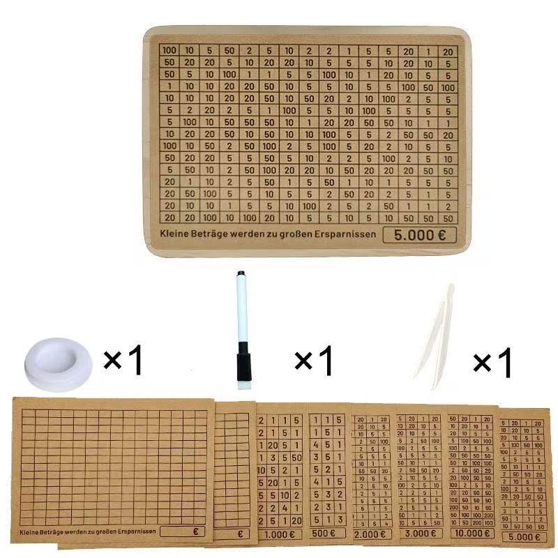 Reusable Wooden One-Piece Piggy Bank with 8 Compartments