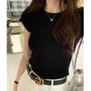 Kumikumi Simple Basic Round Neck Pure Color Short Sleeve T-shirt Female Summer All-Matching Slim Fit Slimming Shoulder Tops