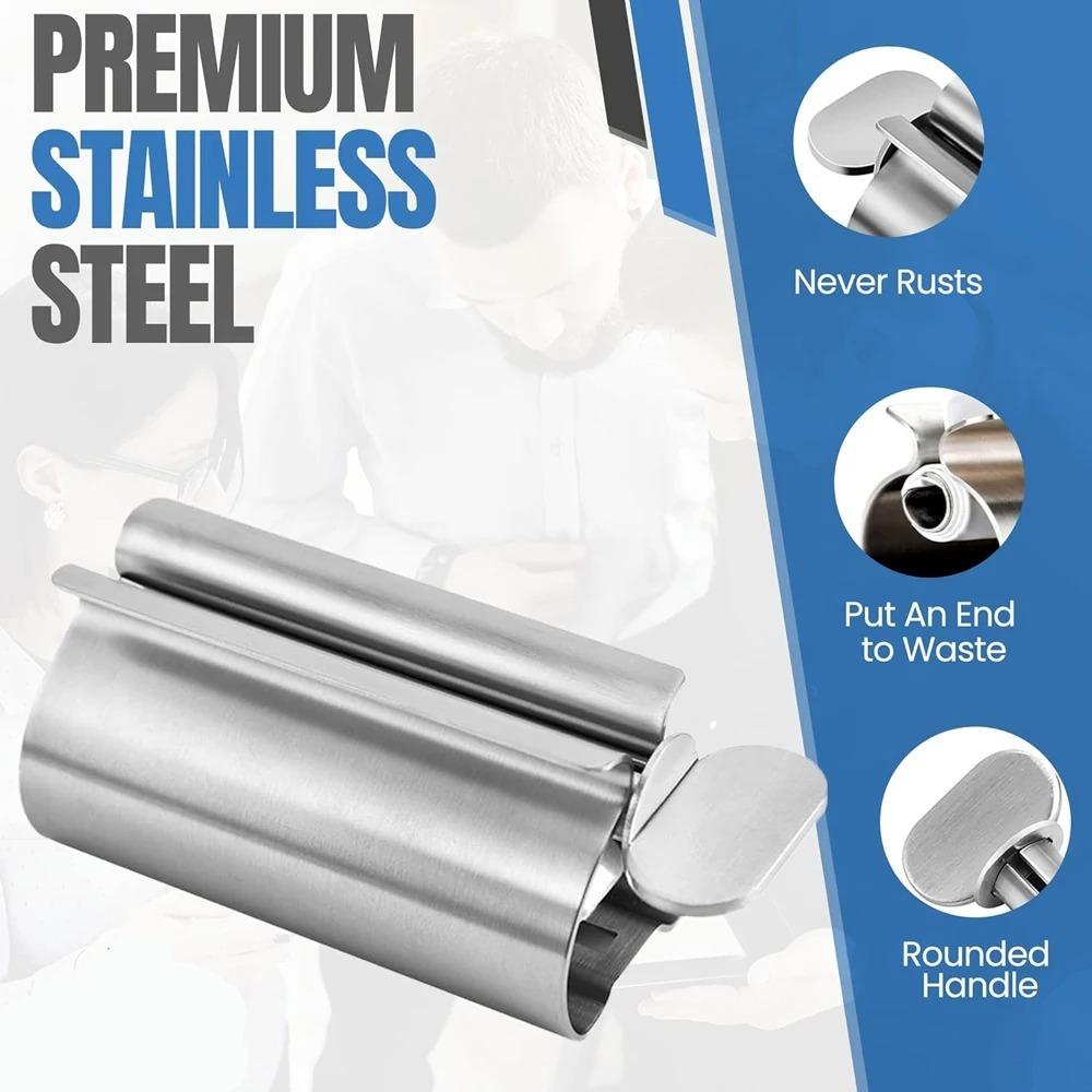 Portable Toothpaste Squeezer Tube Manual Rolling Toothpaste Dispenser Stainless Steel Durable Cosmetic Rotate Dispenser