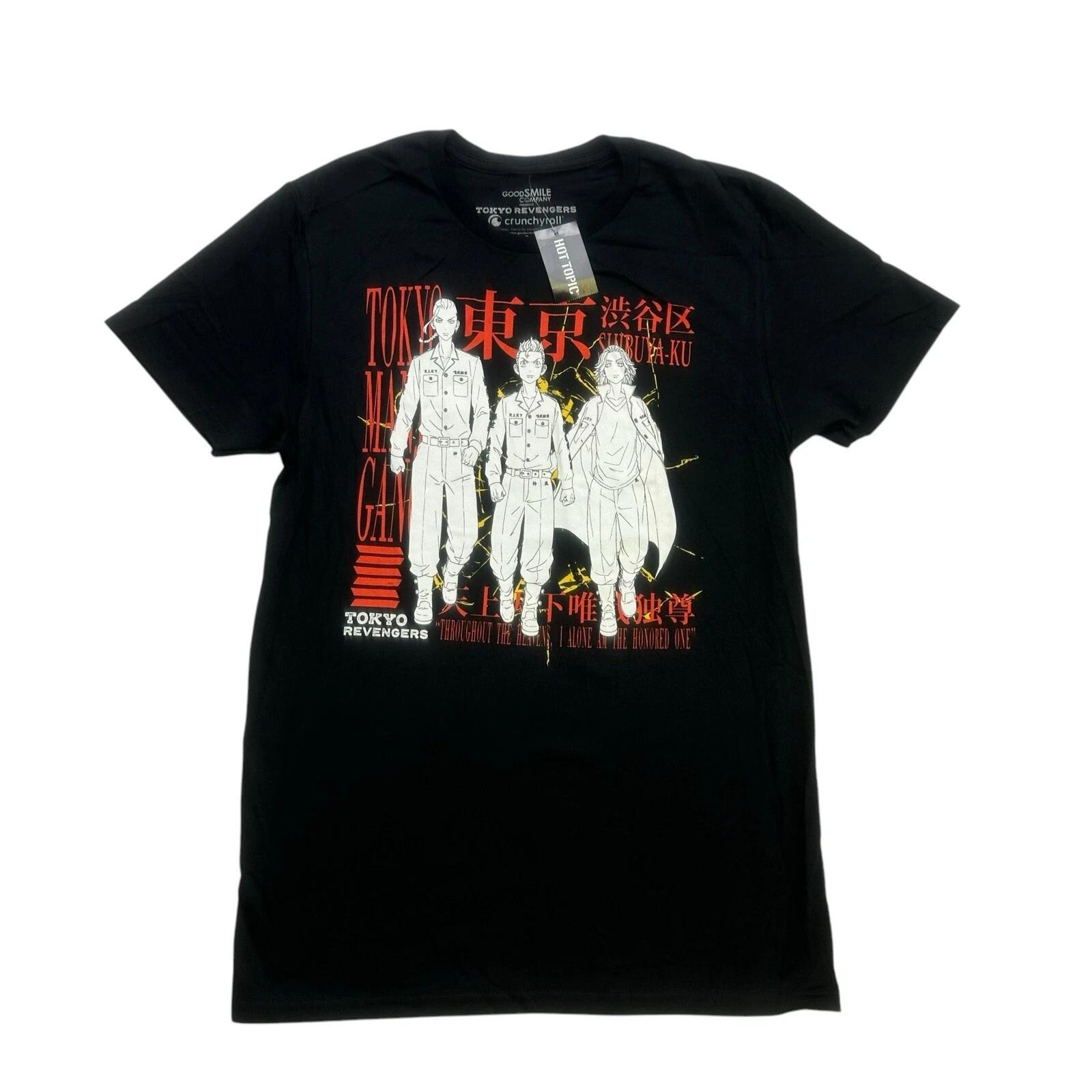 TOKYO REVENGERS Shirt Mens Small S Black Crunchyroll Short Sleeve NWT S