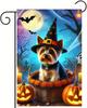 Halloween Garden Ag Yorkie Witch Hat Garden Ag Polyester 12x18 Inch Fall Winter Holiday Decor Outdoor Yard, Patio, Farmh