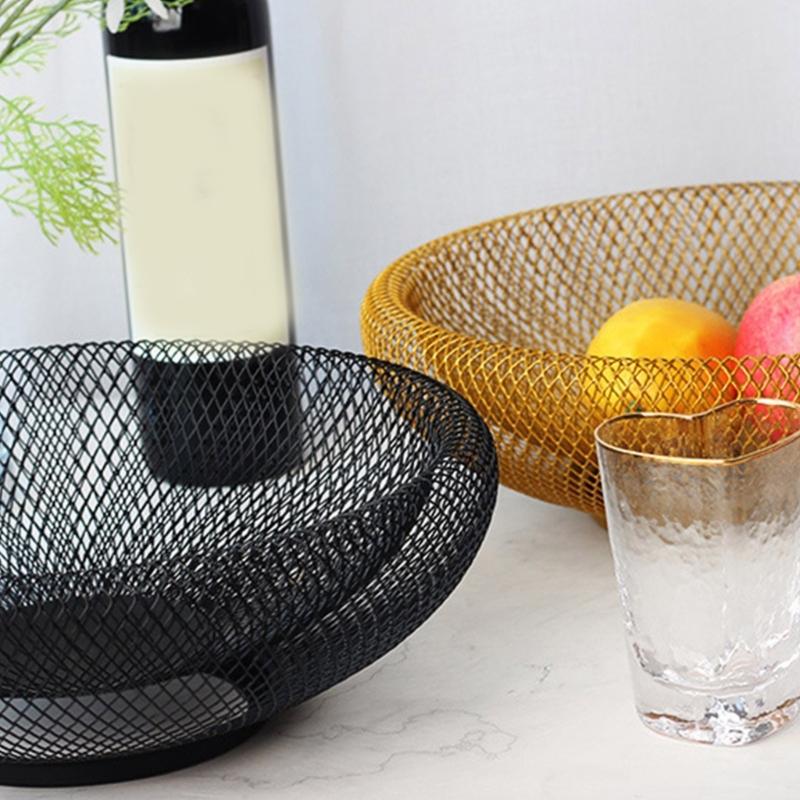 2 Pieces Nordic Styles Sturdy Metal Wire Storage Fruit Basket Set for Kitchen Supplies and Living Room Organization