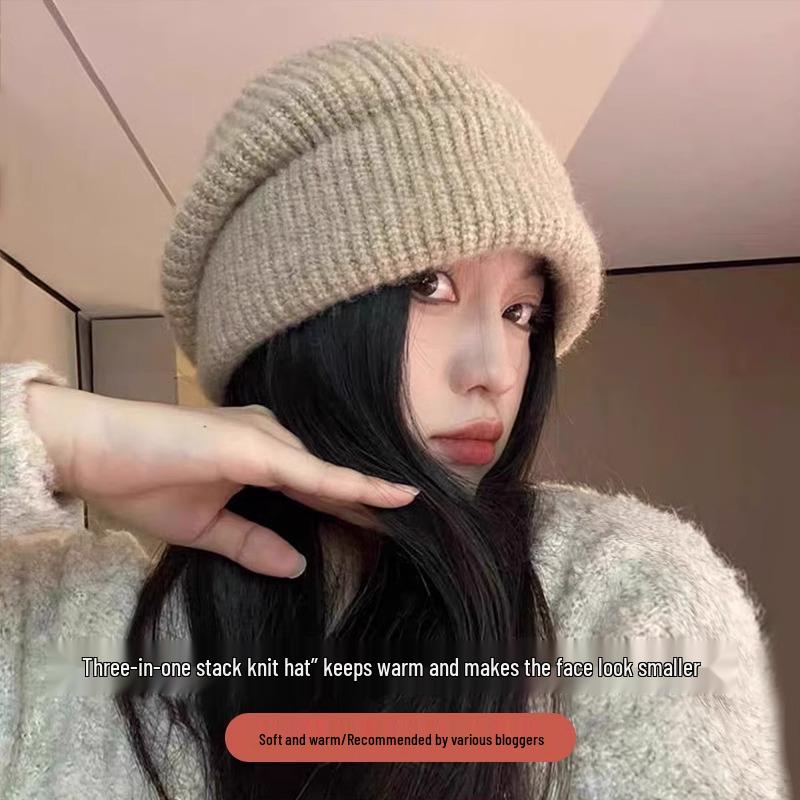 Women's Cozy Korean-Style Knit Beanie with Ear Protection – Oversized, Slouchy & Age-Reducing Design