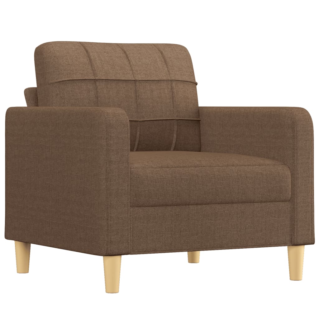 3 Piece Sofa Set with Cushions Brown Fabric