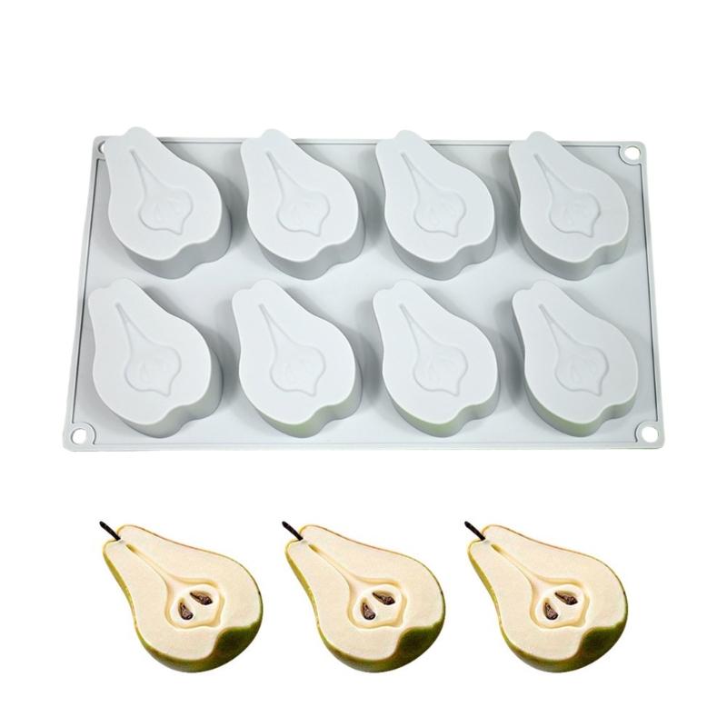 Silicone 8 Cavity Fruit Shape Mousse Cake Mold Set High Temperatures Resistant Dessert Mould Practical Baking Tool