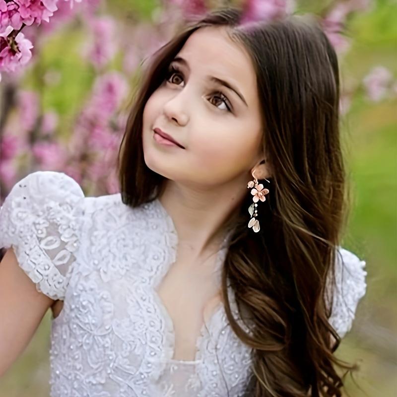 Floral Pink Cherry Blossom Dangle Earrings With Imitation Pearl Accents, Summer Classic Festive Ear Jewelry For Seaside Holidays