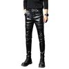 Herbst Frühling Herren Skinny Biker Lederhosen Mode Kunstleder Motorradhosen für Herren Hosen Bühnen Club Kleidung