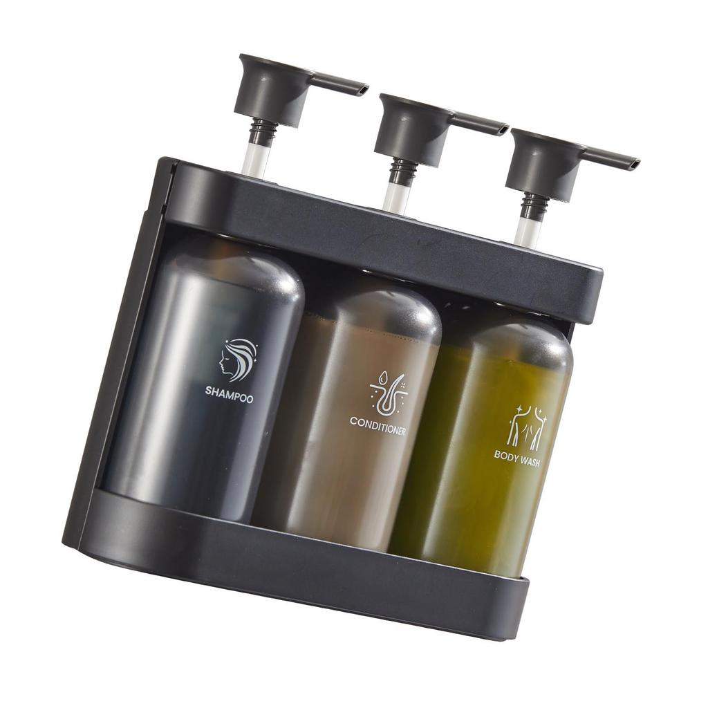 Shower Soap Dispenser Wall Mounted Shower Dispenser 3 Chamber Shampoo Conditioner Body Wash Dispenser for Bathroom