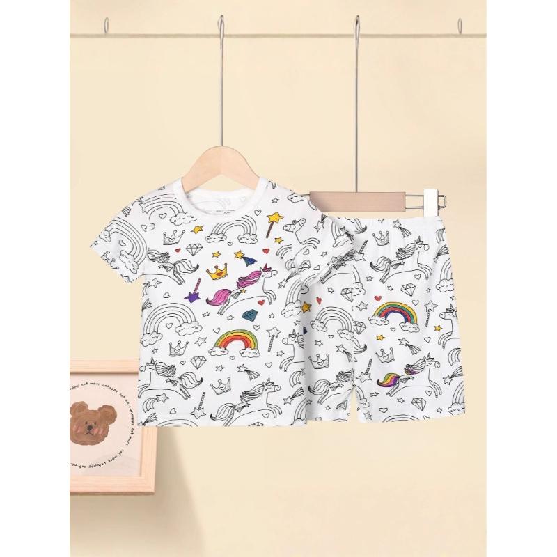 Kinder Cartoon Schlafanzug Set Bequem Atmungsaktiv Hauskleidung Für DIY Handbemalte Graffiti Kunst Kreatives Zeichnen